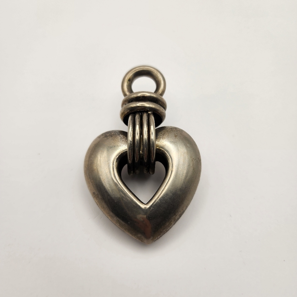 Vintage Chunky Puffy Heart Shaped Statement Piece Pendant